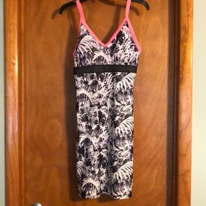 Gray, white, and neon pink outdoor/athletic dress.